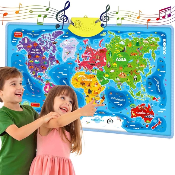 QUOKKA World Map Learning Poster Educational Toys for Kids - Picture 1 of 10